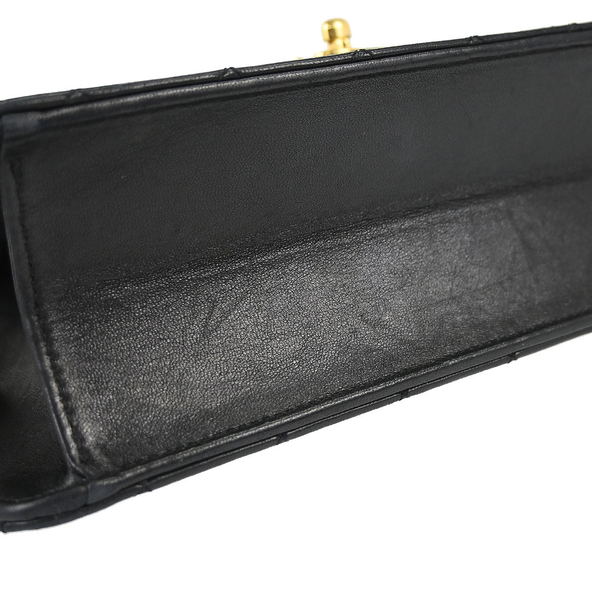 Chanel Black Lambskin Turnlock Medium Half Flap Shoulder Bag