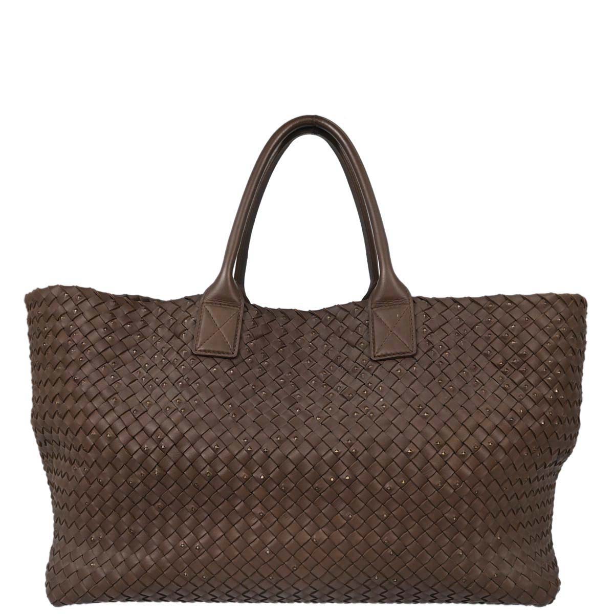 Bottega Veneta Brown Leather Intrecciato Tote Handbag