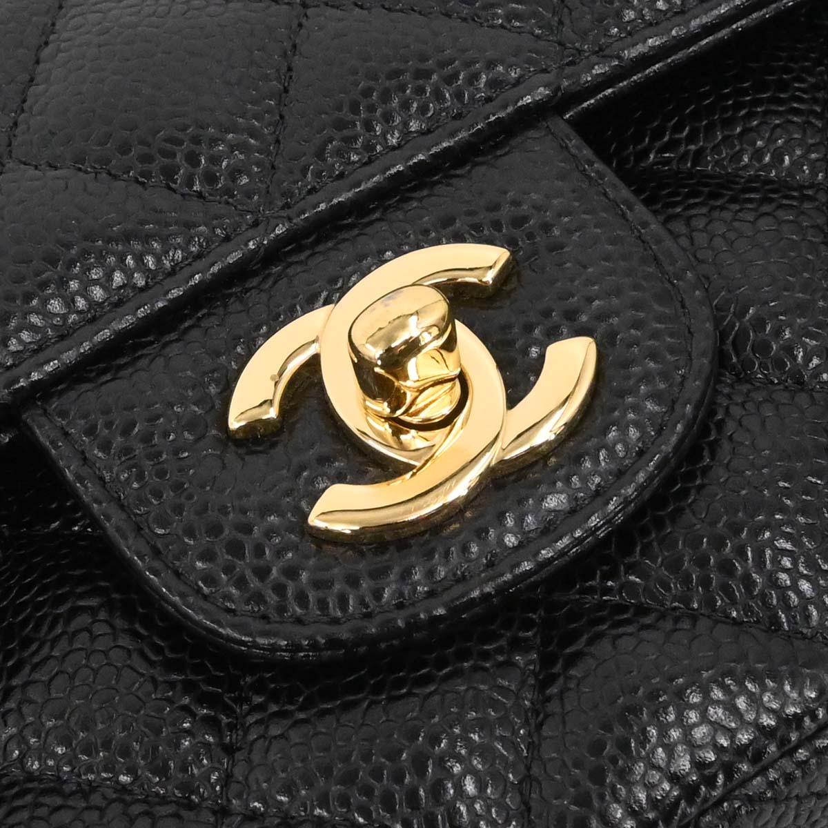 Chanel Black Caviar Skin Medium Classic Double Flap Shoulder Bag
