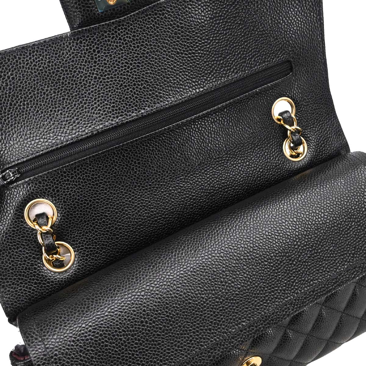 Chanel Black Caviar Skin Medium Classic Double Flap Shoulder Bag