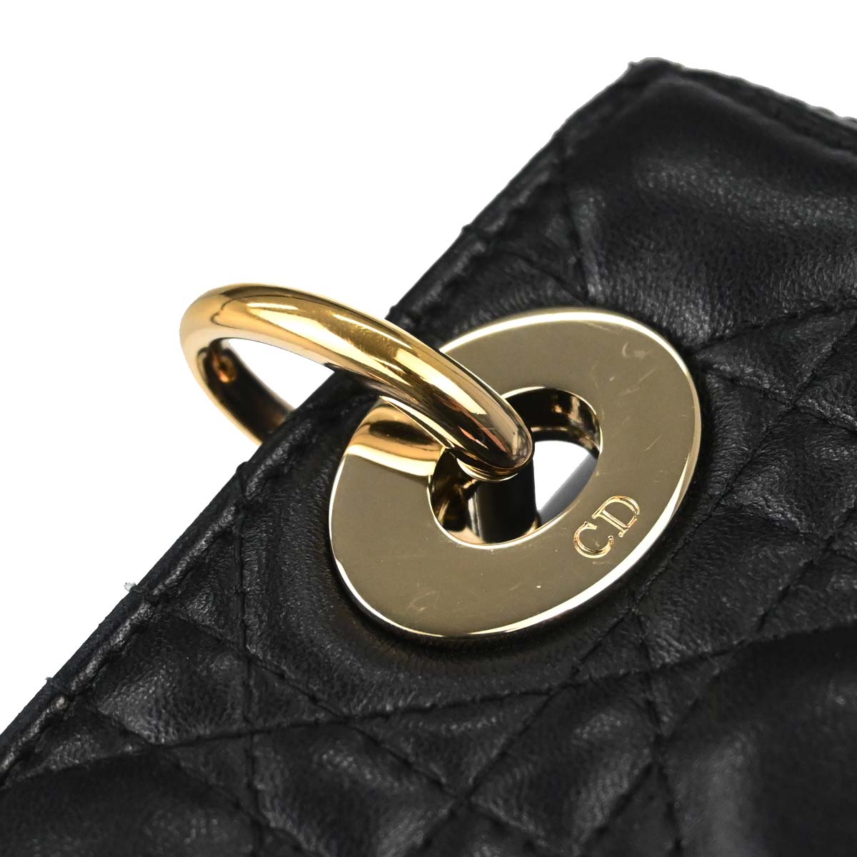 Christian Dior Black Lambskin Small Lady Dior Cannage 2way Shoulder Handbag