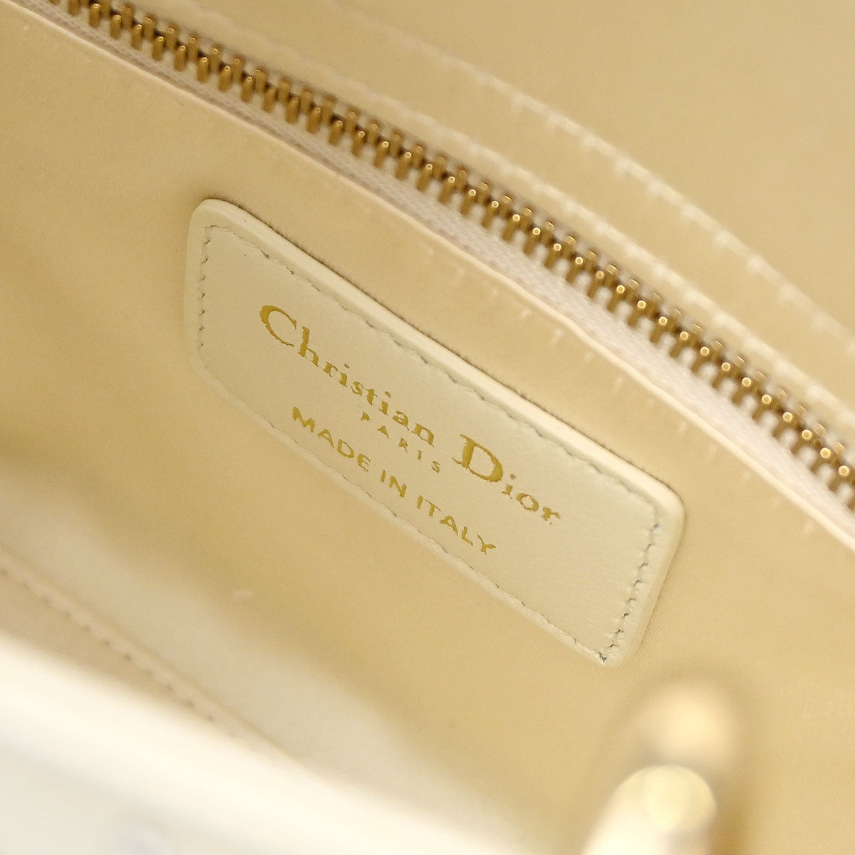 Christian Dior Ivory Satin Small Lady Dior 2way Shoulder Handbag