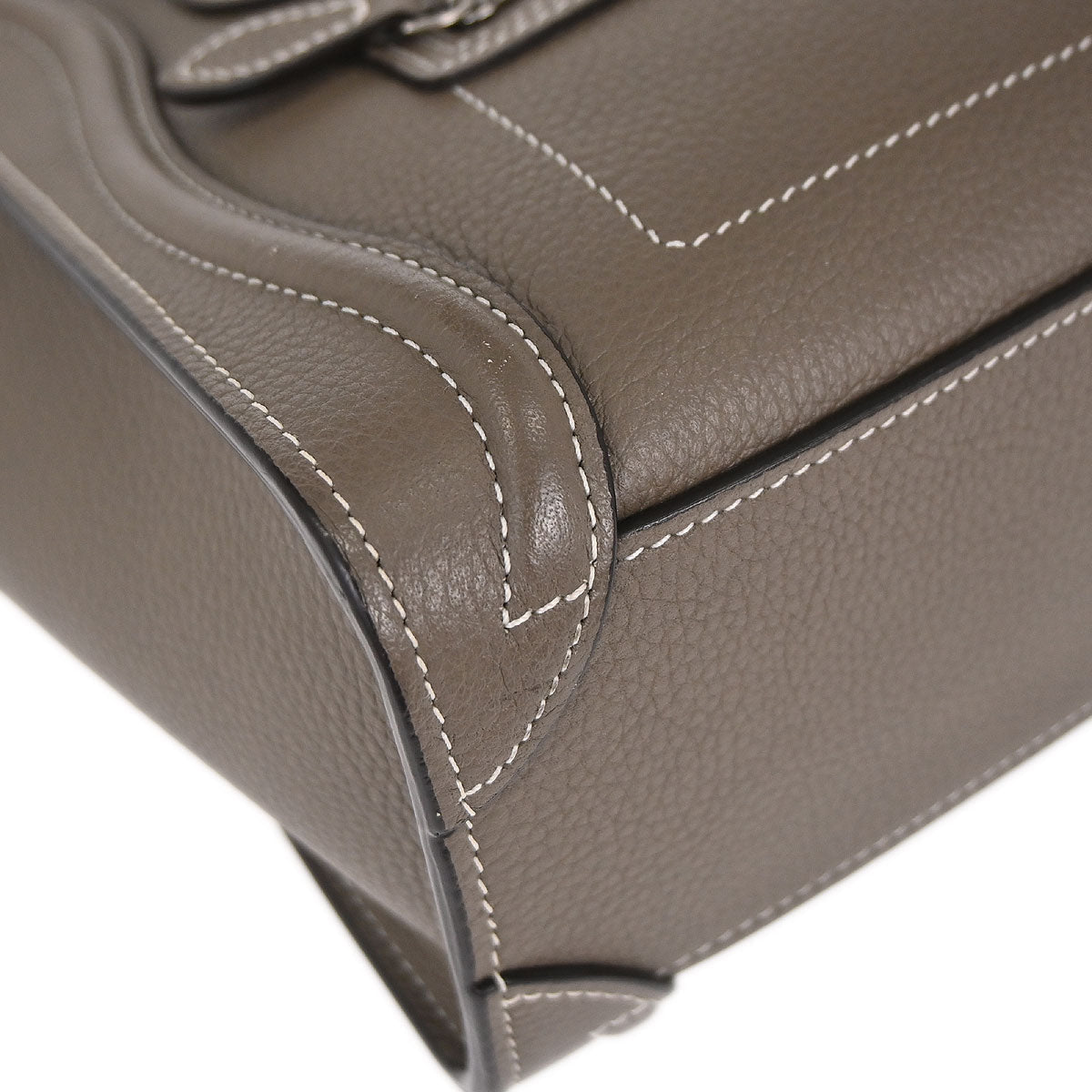 Celine Brown Leather Nano Luggage 2way Shoulder Tote Bag