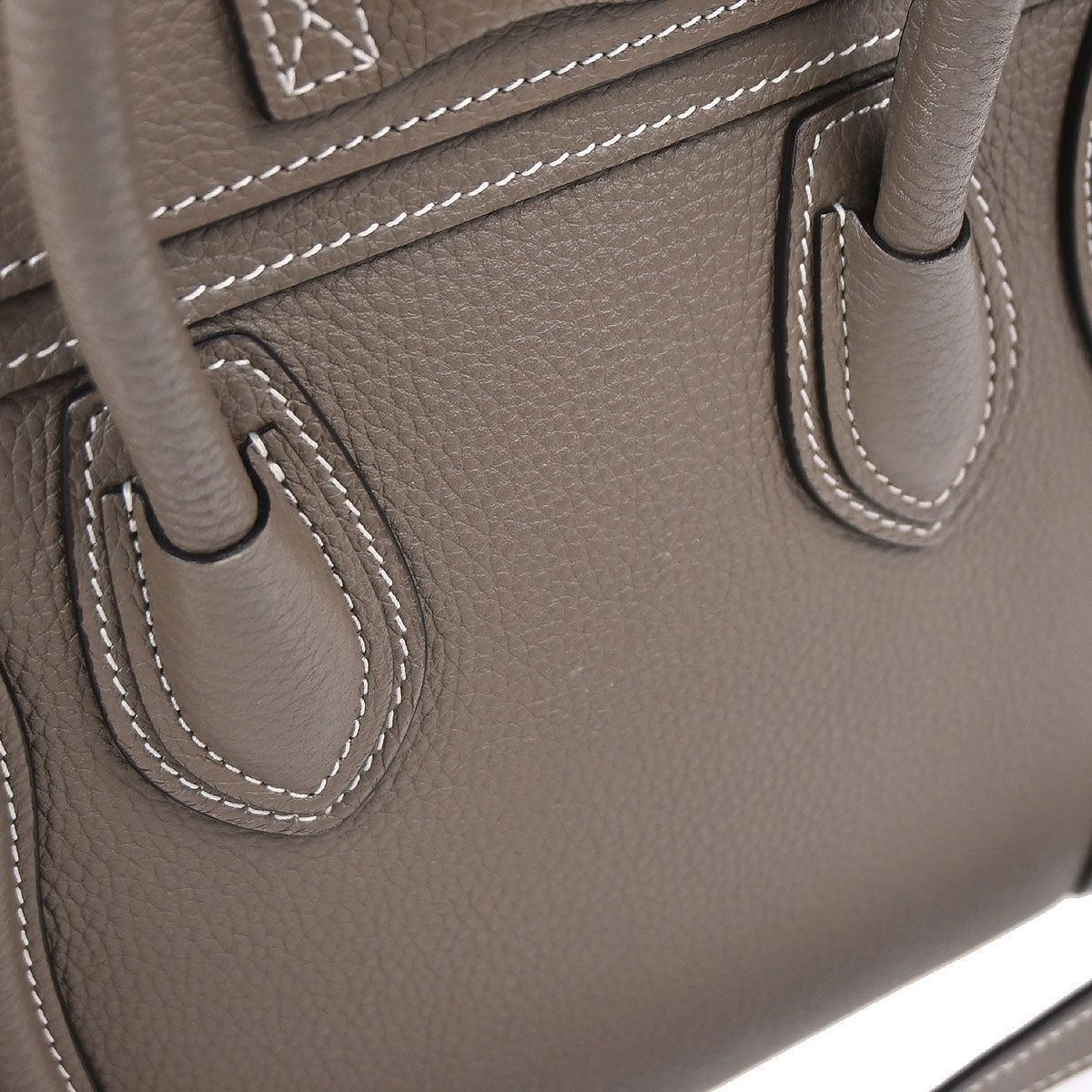 Celine Brown Leather Nano Luggage 2way Shoulder Tote Bag