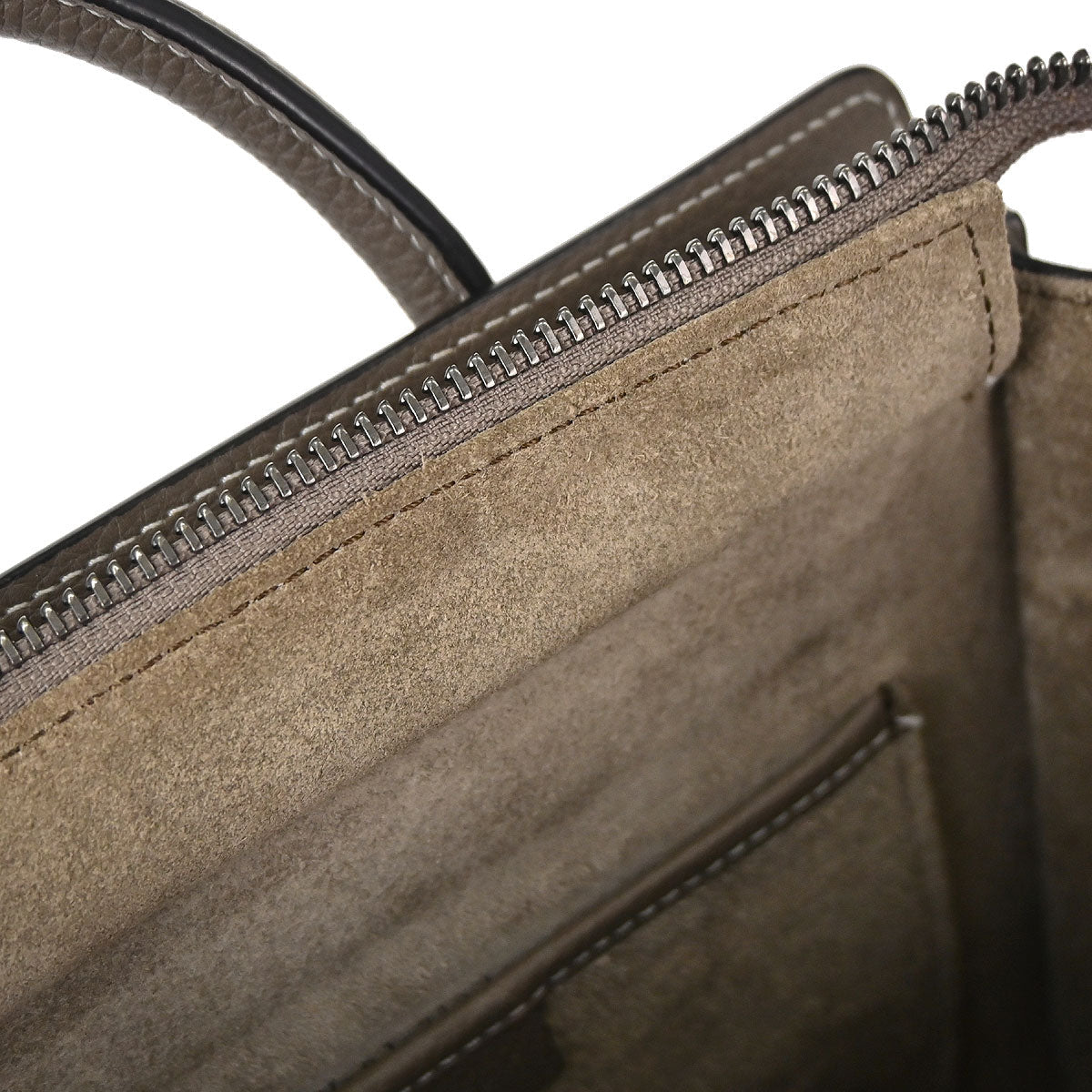 Celine Brown Leather Nano Luggage 2way Shoulder Tote Bag