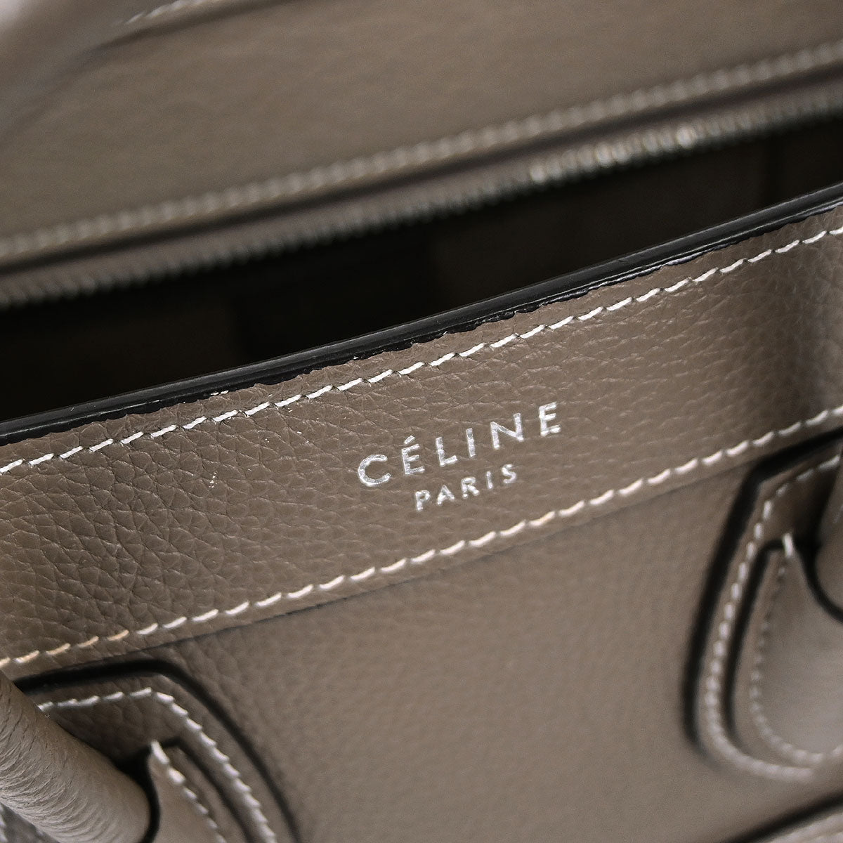 Celine Brown Leather Nano Luggage 2way Shoulder Tote Bag