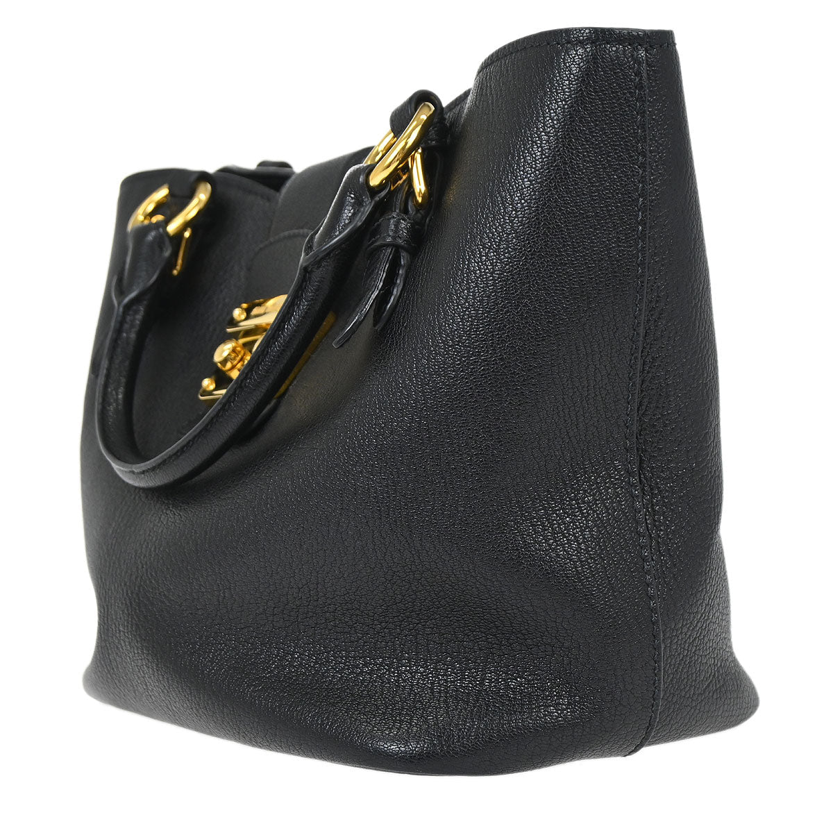 Miu Miu Black Chevre 2way Shoulder Tote Bag
