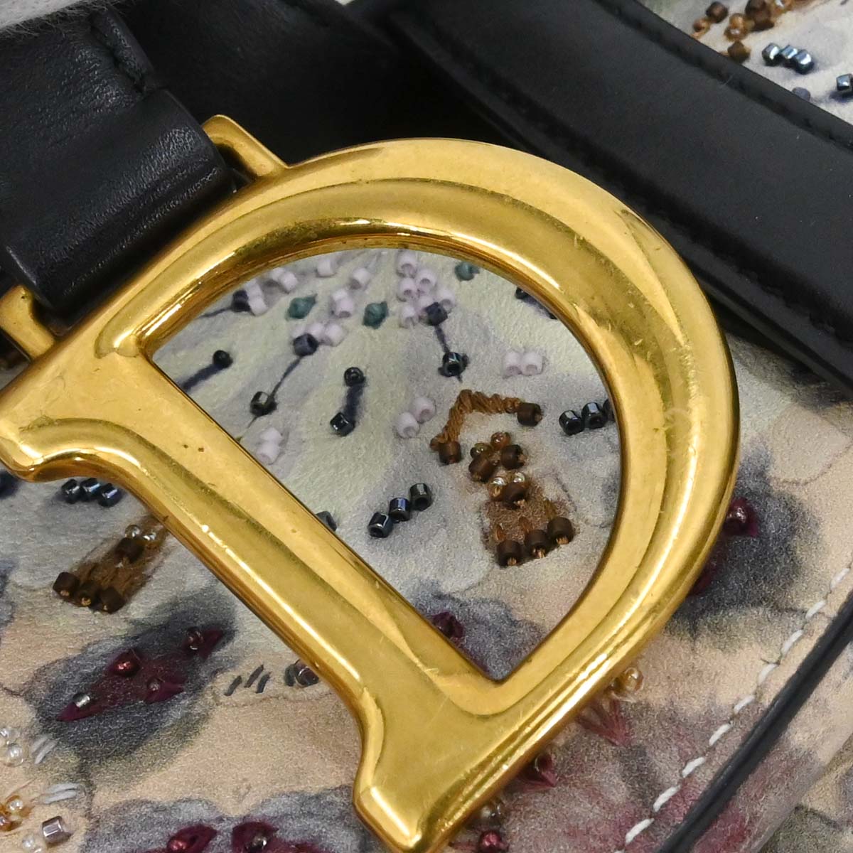 Christian Dior 2019 Kaleidiorscopic Collection Hand-painted Beaded Calfskin Saddle Bag Gold Tone Hardware