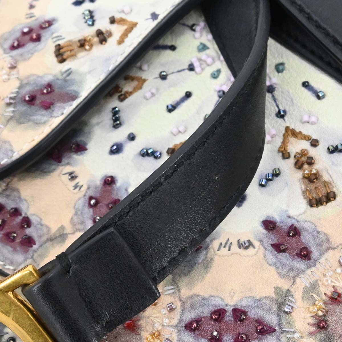 Christian Dior 2019 Kaleidiorscopic Collection Hand-painted Beaded Calfskin Saddle Bag Gold Tone Hardware