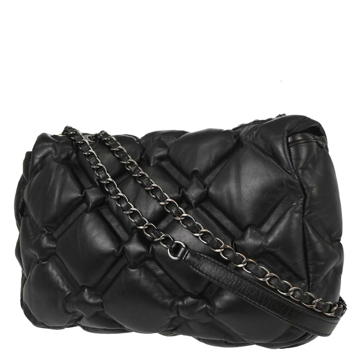 Chanel Black Lambskin Bubble Quilted Shoulder Bag