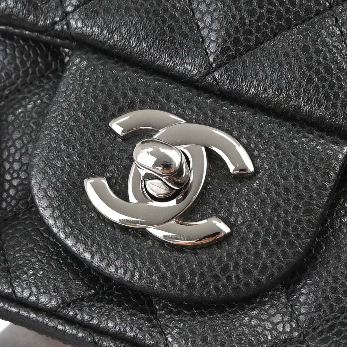 Chanel 2014-2015 Black Caviar Skin Mini Classic Square Flap Shoulder Bag 17