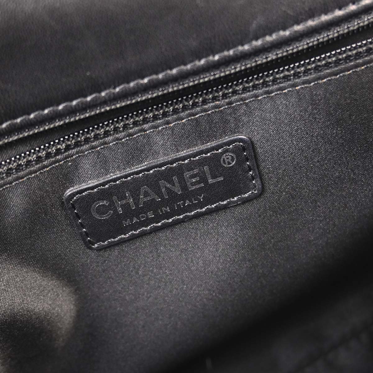 Chanel Black Tweed Lambskin Patchwork Stitch Shoulder Bag