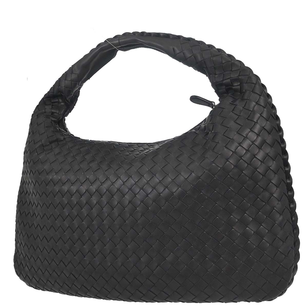 Bottega Veneta Black Lambskin Intrecciato Hobo Handbag