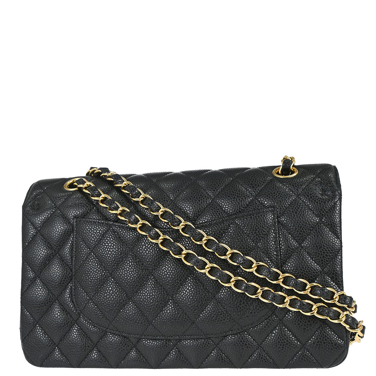 Chanel 2018-2019 Black Caviar Skin Medium Classic Double Flap Shoulder Bag