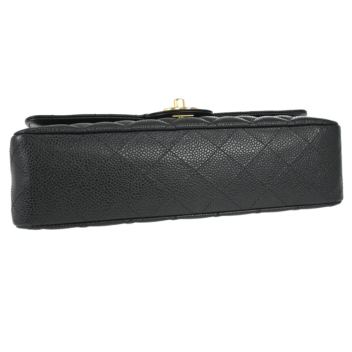 Chanel 2018-2019 Black Caviar Skin Medium Classic Double Flap Shoulder Bag