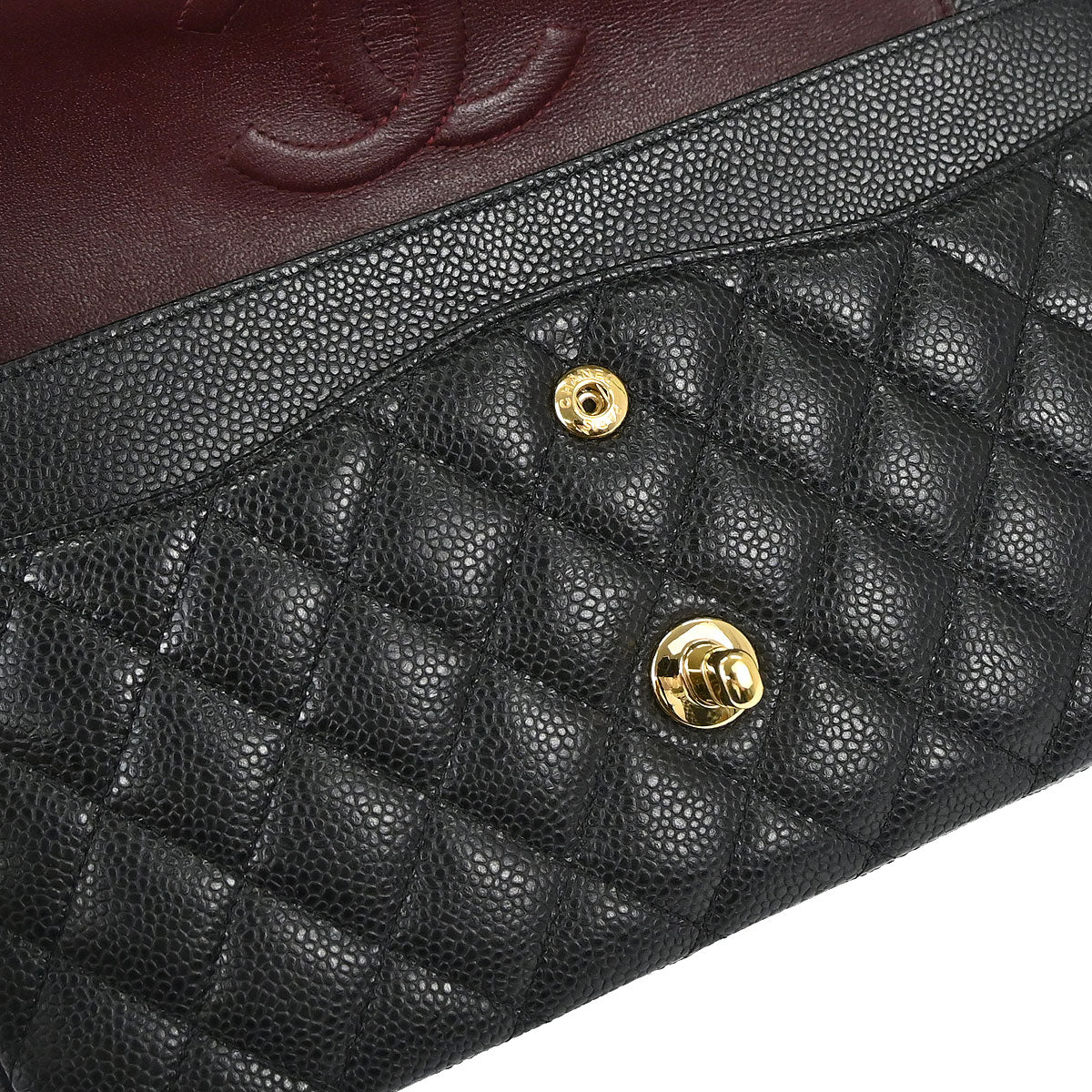 Chanel 2018-2019 Black Caviar Skin Medium Classic Double Flap Shoulder Bag