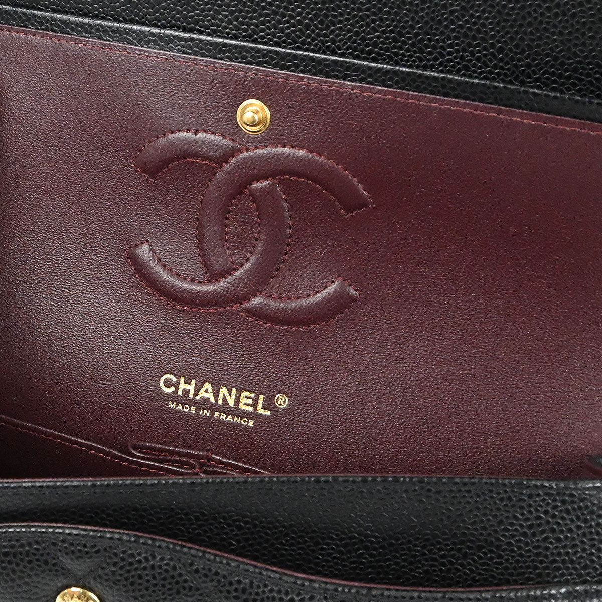 Chanel 2019 Black Caviar Skin Medium Classic Double Flap Shoulder Bag