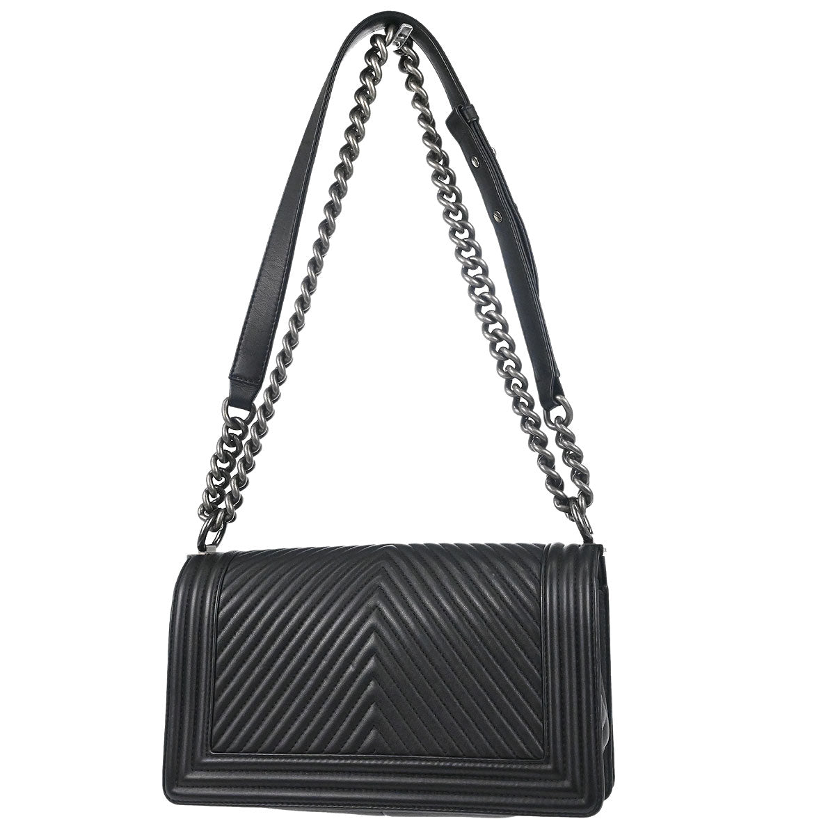 Boy Chanel 2014 Black Lambskin Chevron Medium Shoulder Bag