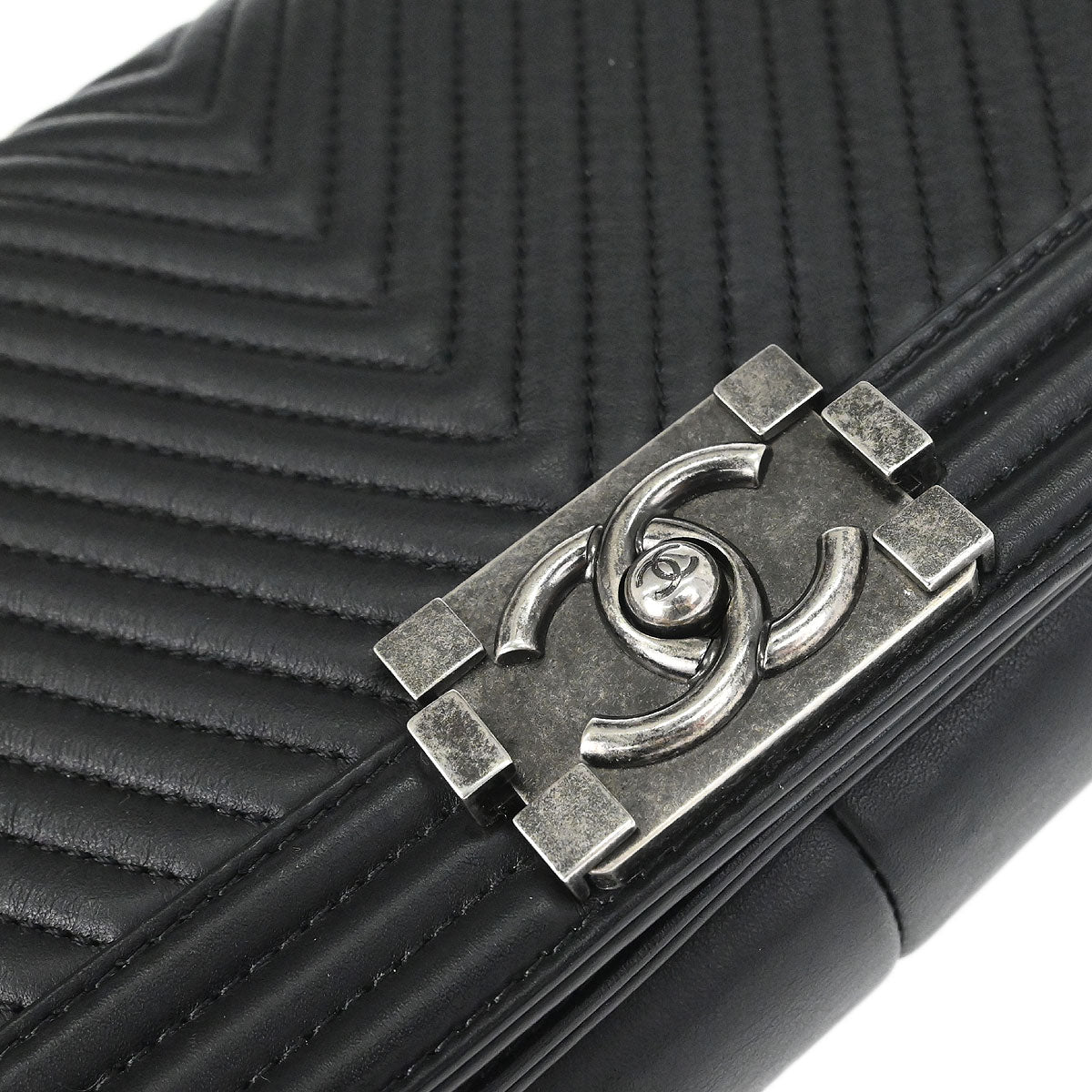Boy Chanel 2014 Black Lambskin Chevron Medium Shoulder Bag