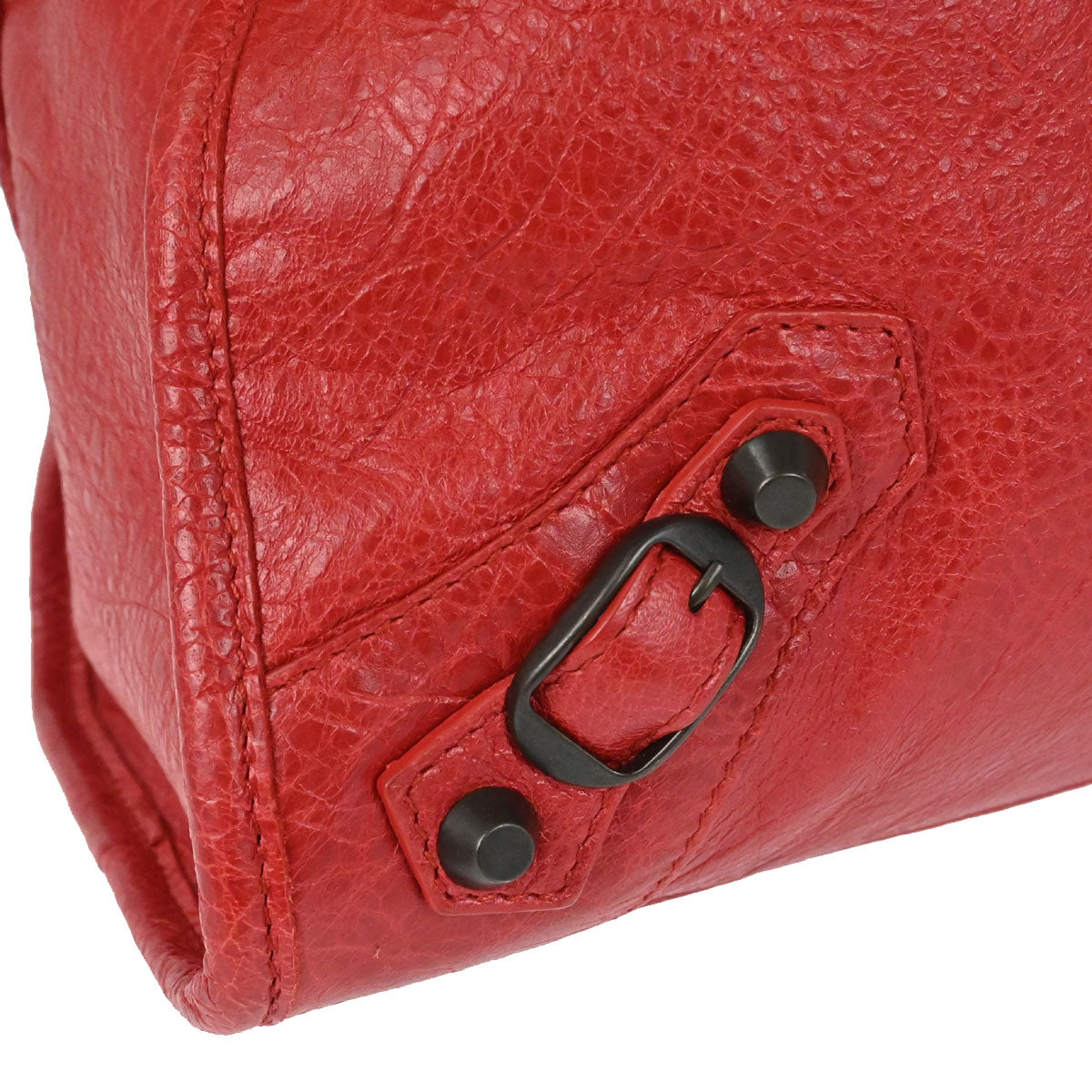 Balenciaga Red Lambskin City Medium 2way Shoulder Handbag
