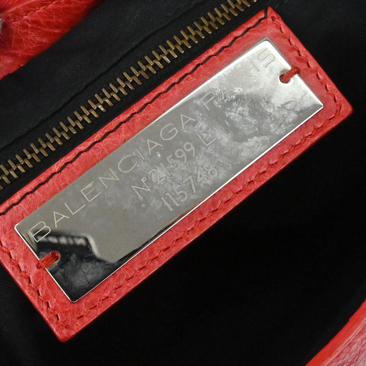 Balenciaga Red Lambskin City Medium 2way Shoulder Handbag
