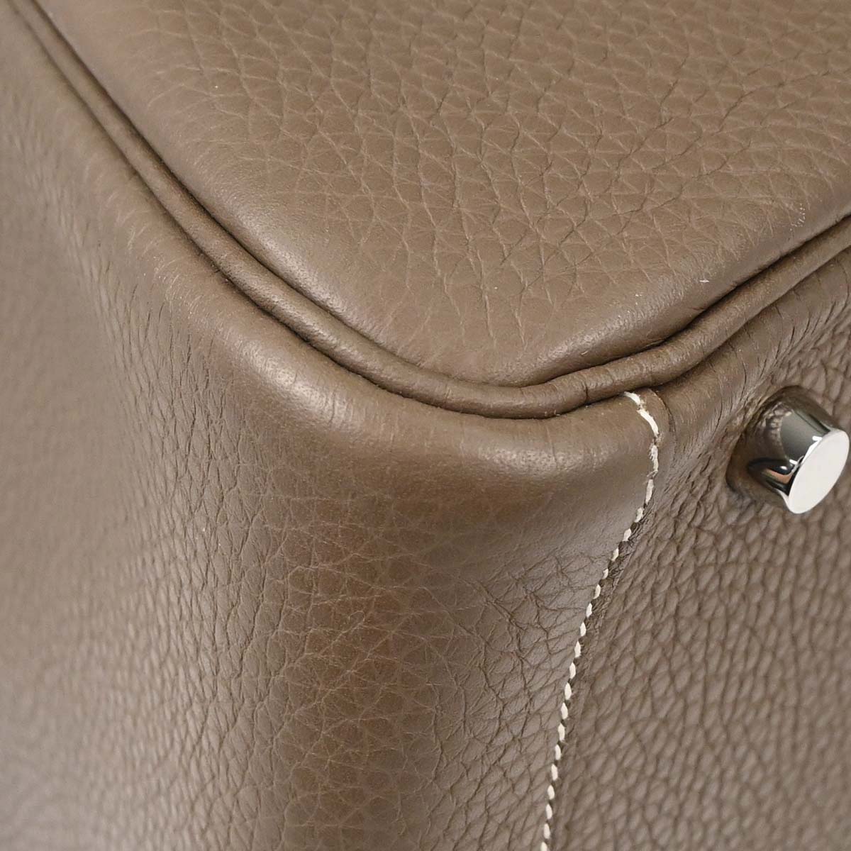 Hermes Etoupe Gray Taurillon Clemence Lindy 30 Shoulder Bag