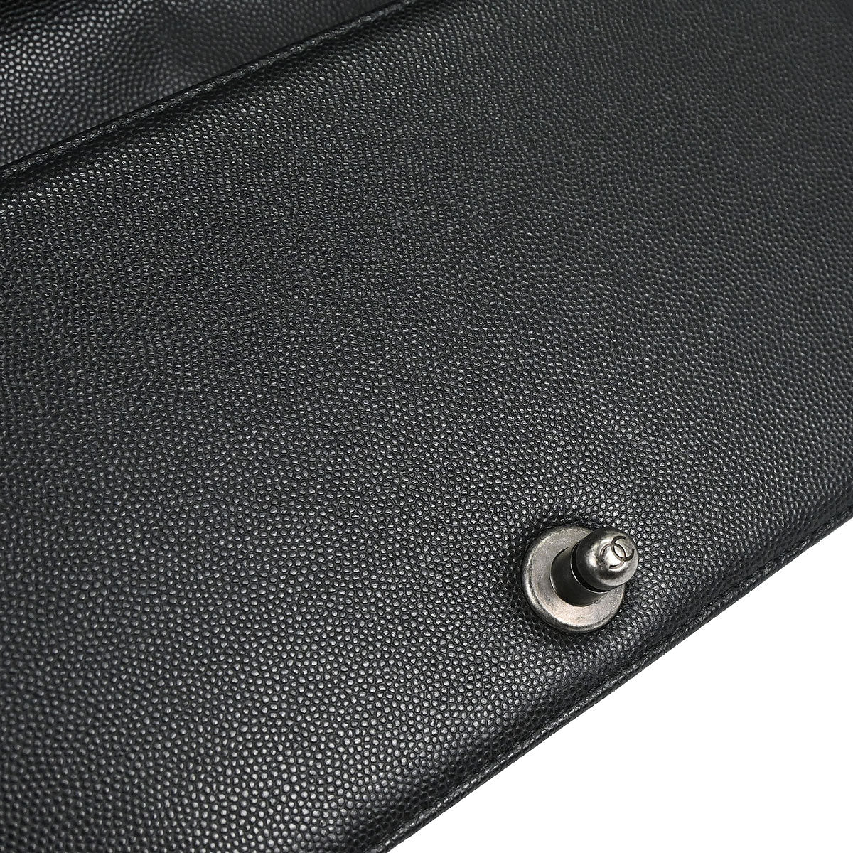 Boy Chanel Black Caviar Skin Medium Chain Shoulder Bag