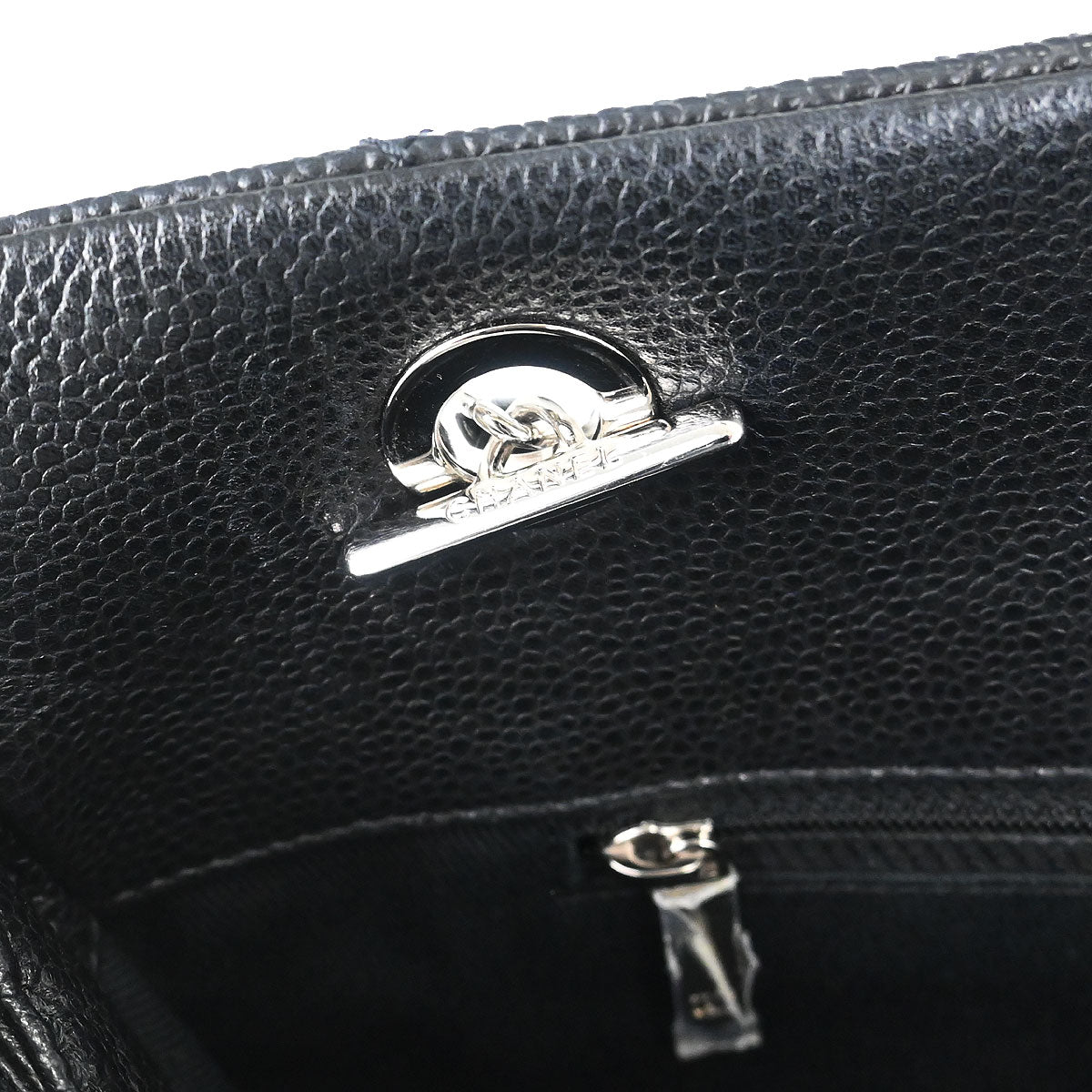 Chanel 2013-2014 Black Caviar Skin Timeless CC Chain Tote Bag