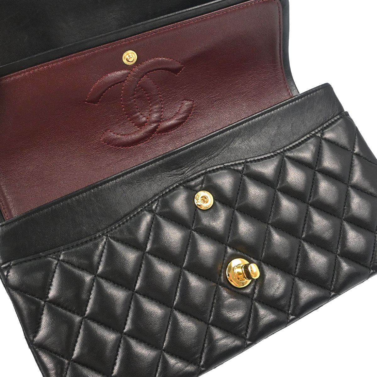 Chanel 2014 Black Lambskin Medium Classic Double Flap Shoulder Bag