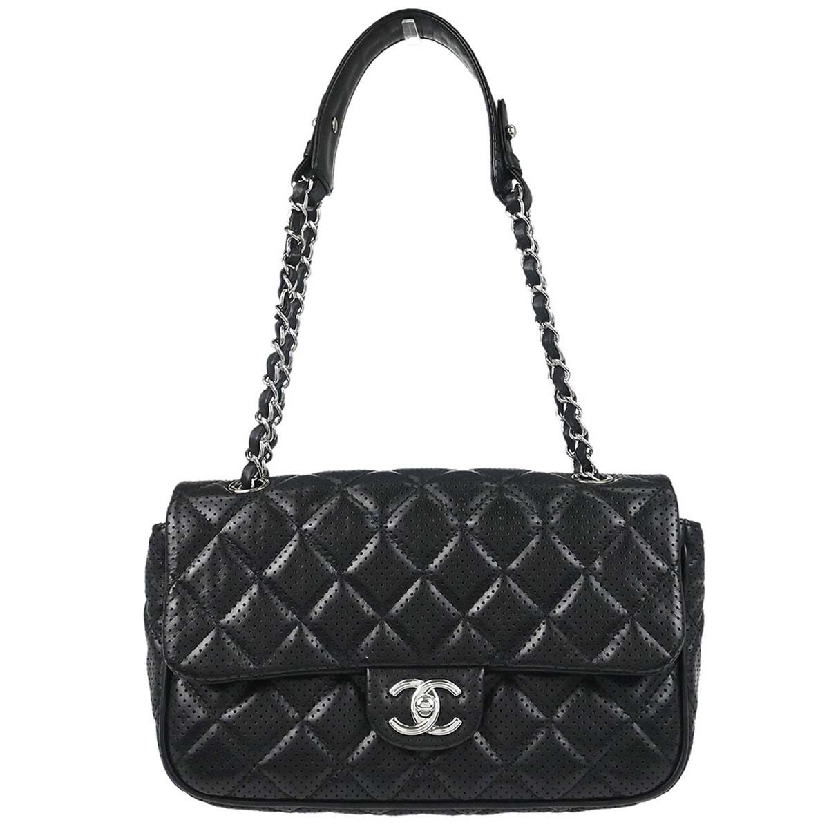 Chanel 2014 Black Perforated Lambskin Handbag