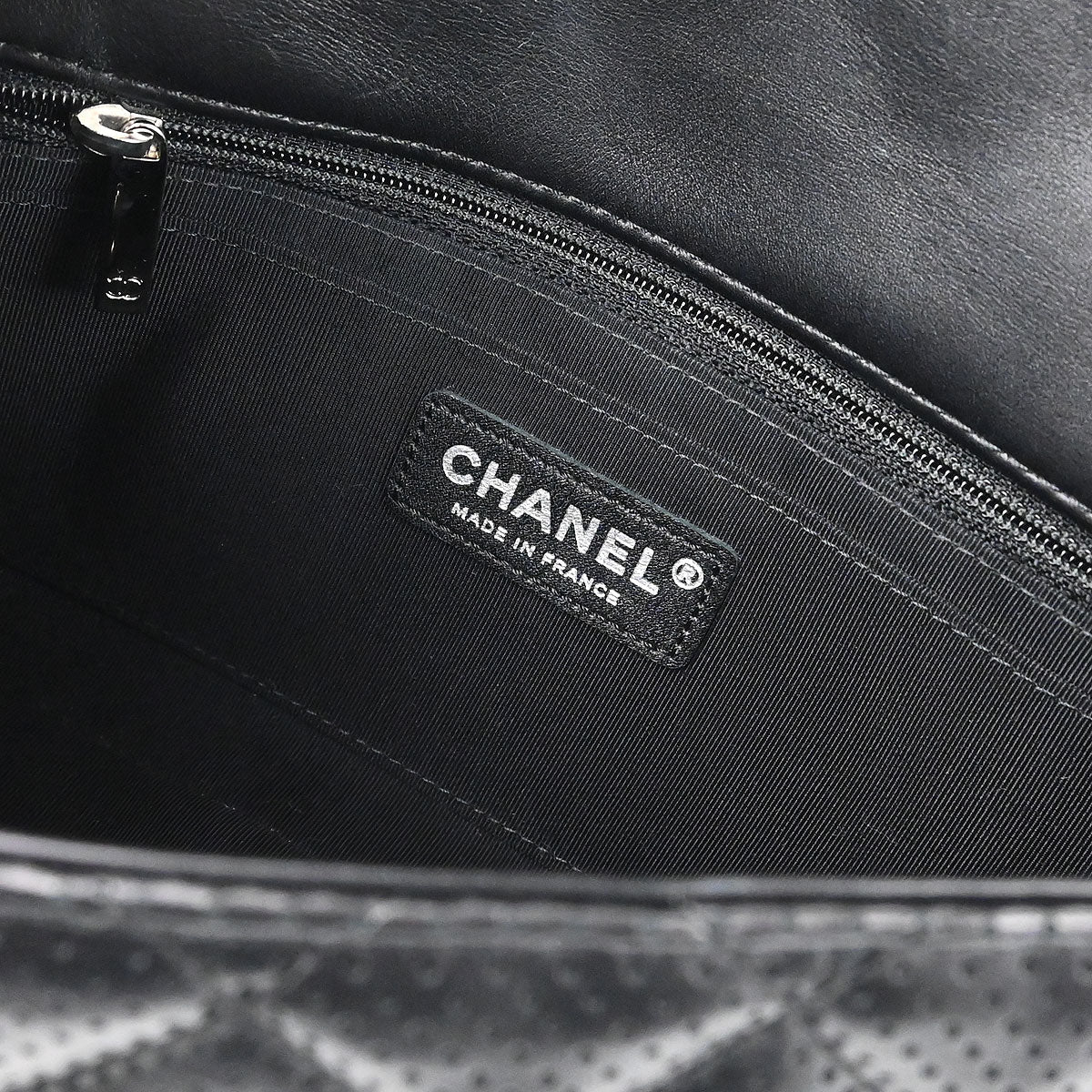 Chanel 2014 Black Perforated Lambskin Handbag