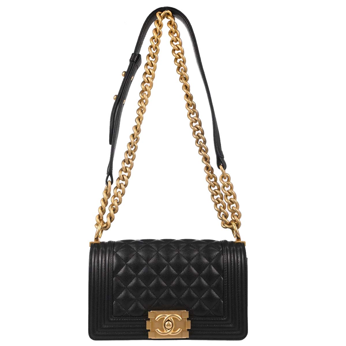 Boy Chanel Black Caviar Skin Small Chain Shoulder Bag