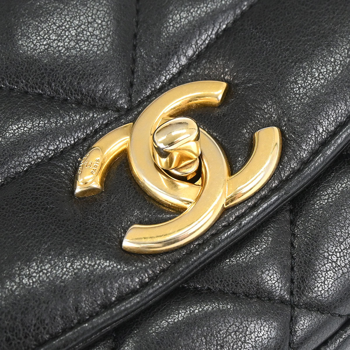 Chanel 2014-2015 Black Lambskin Diana Flap Shoulder Bag