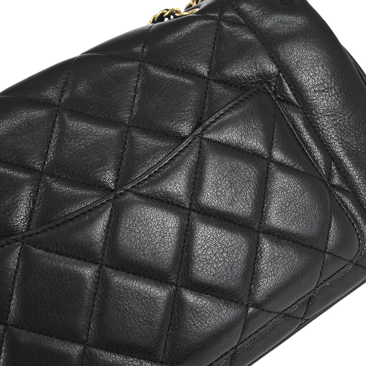 Chanel 2014-2015 Black Lambskin Diana Flap Shoulder Bag