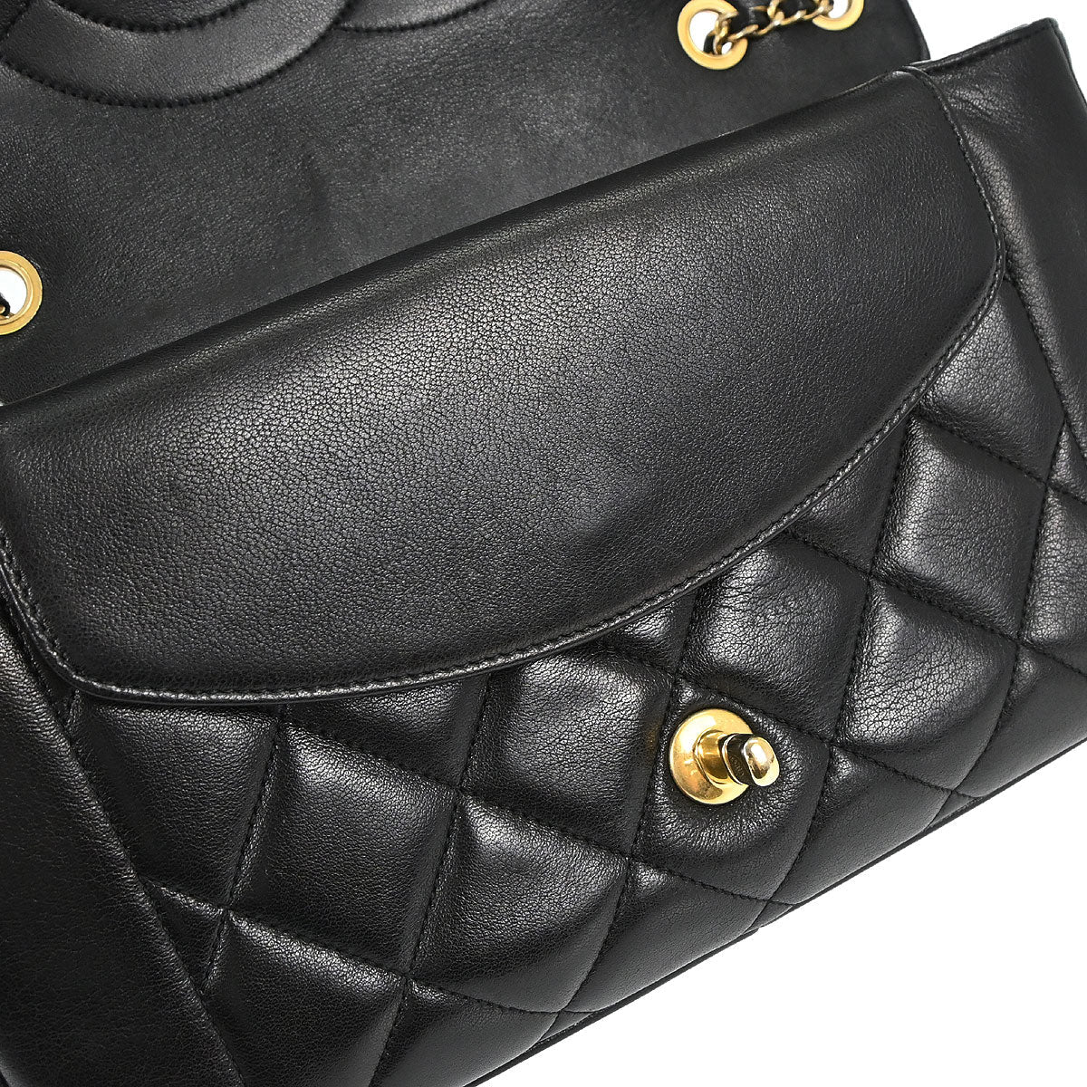 Chanel 2014-2015 Black Lambskin Diana Flap Shoulder Bag