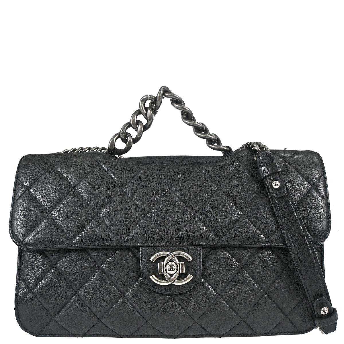 Chanel Black Calfskin Perfect Edge Flap Bag 2way Shoulder Handbag