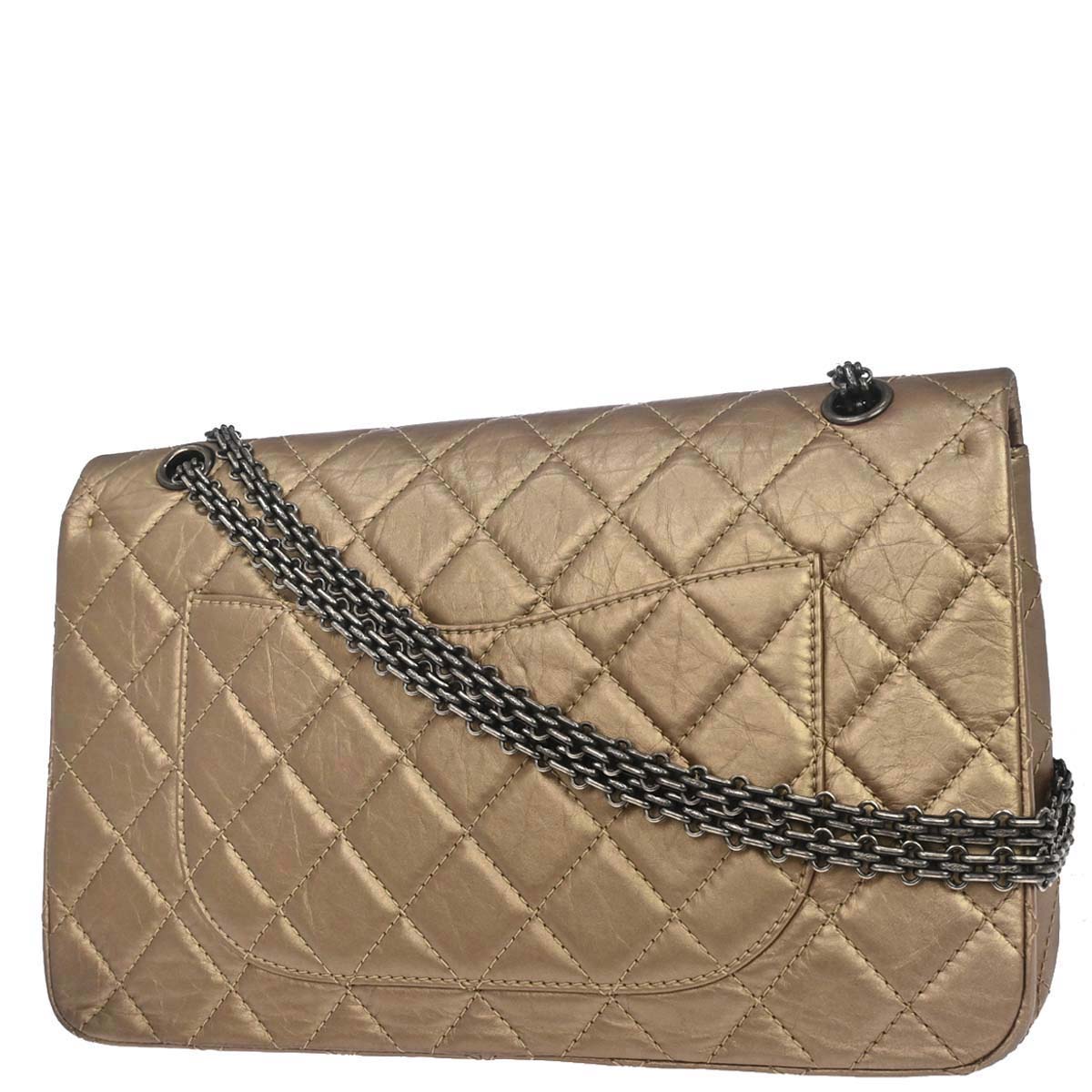 Chanel 2012-2013 Gold Calfskin 2.55 Jumbo Classic Double Flap Shoulder Bag