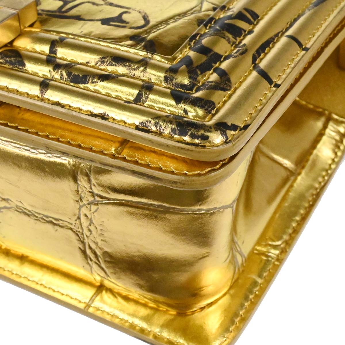 Boy Chanel 2019 Gold Embossed Calfskin Graffiti Small Chain Shoulder Bag