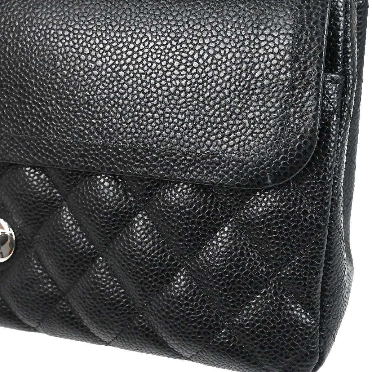 Chanel 2017-2018 Black Caviar Skin Medium Classic Double Flap Shoulder Bag