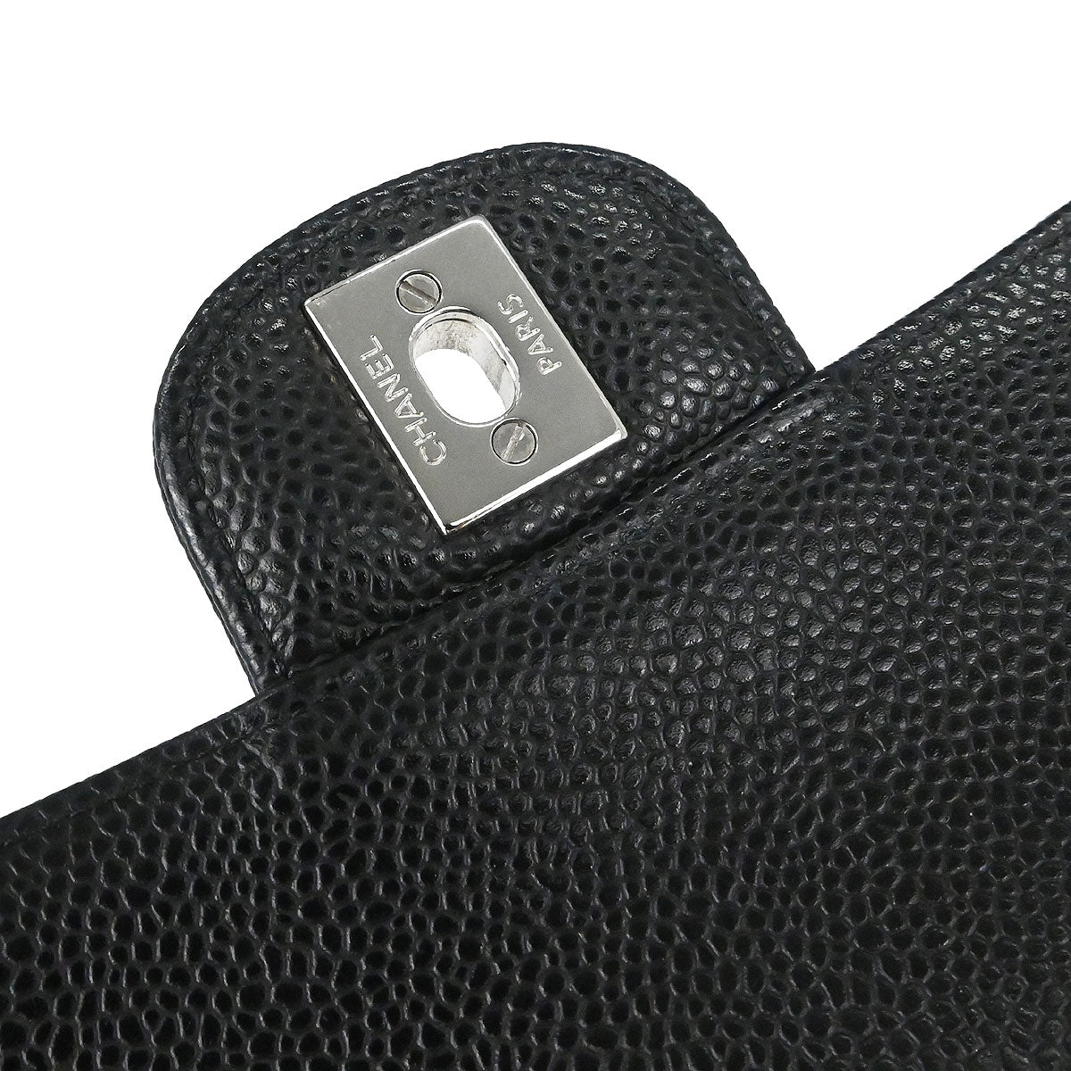 Chanel 2017-2018 Black Caviar Skin Medium Classic Double Flap Shoulder Bag