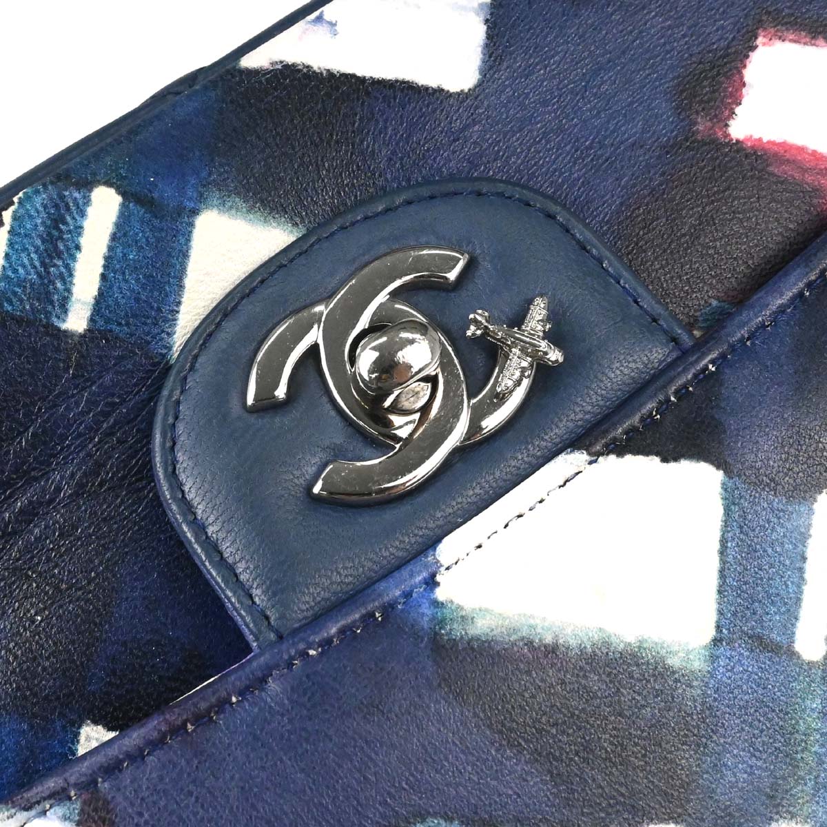 Chanel 2016-2017 Navy Lambskin Airline Medium Classic Double Flap Shoulder Bag