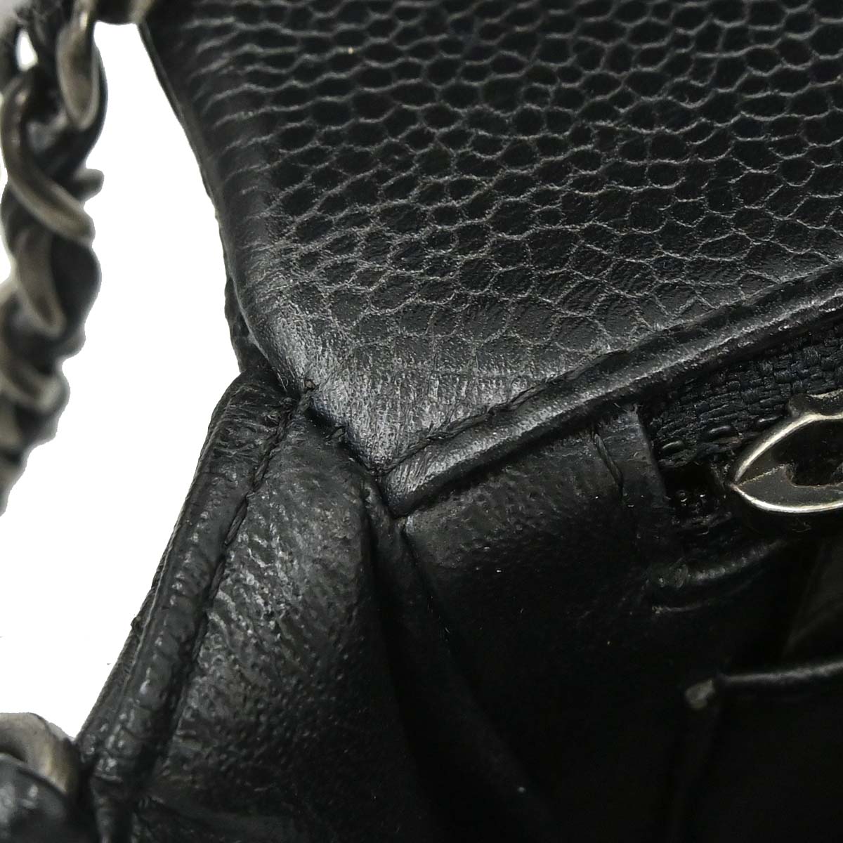 Chanel Black Caviar Skin Classic Single Flap Shoulder Bag