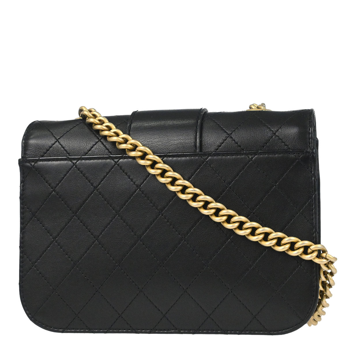 Chanel * 2018 Black Calfskin Python Front Chain Flap Bag Shoulder Bag