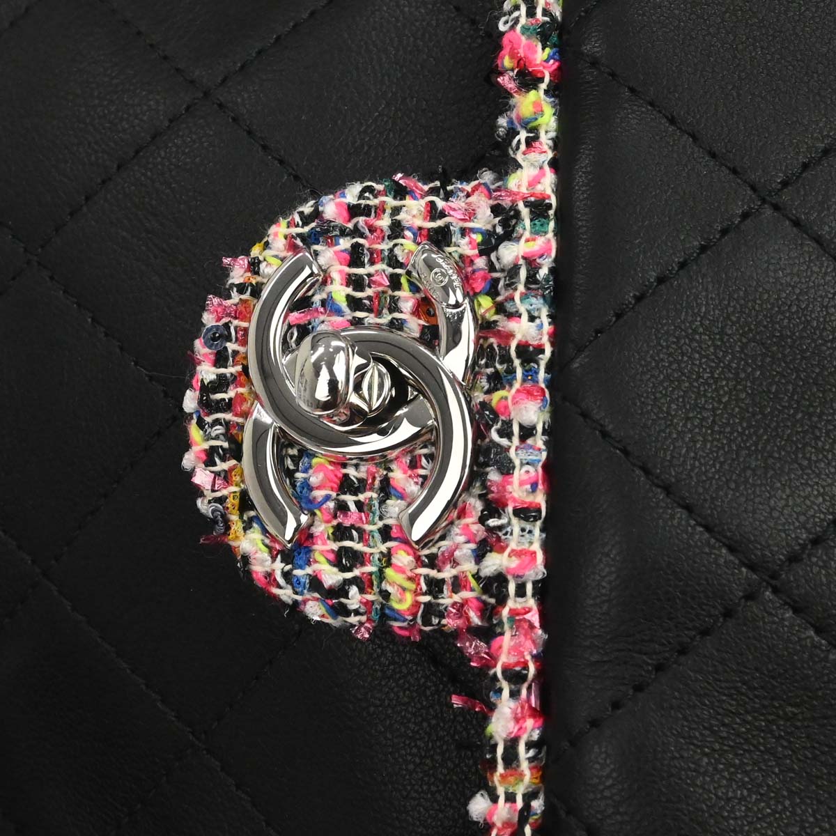 Chanel 2019 Black Tweed Lambskin Shoulder Bag