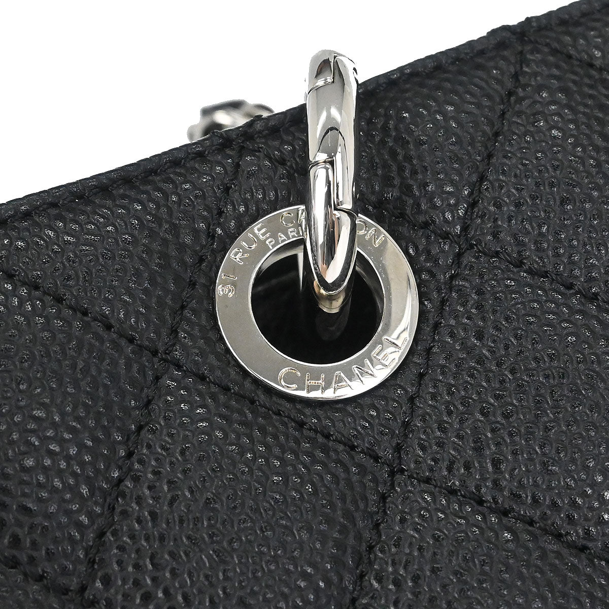 Chanel 2012 Black Caviar Skin Grand Shopping Tote GST Chain Handbag