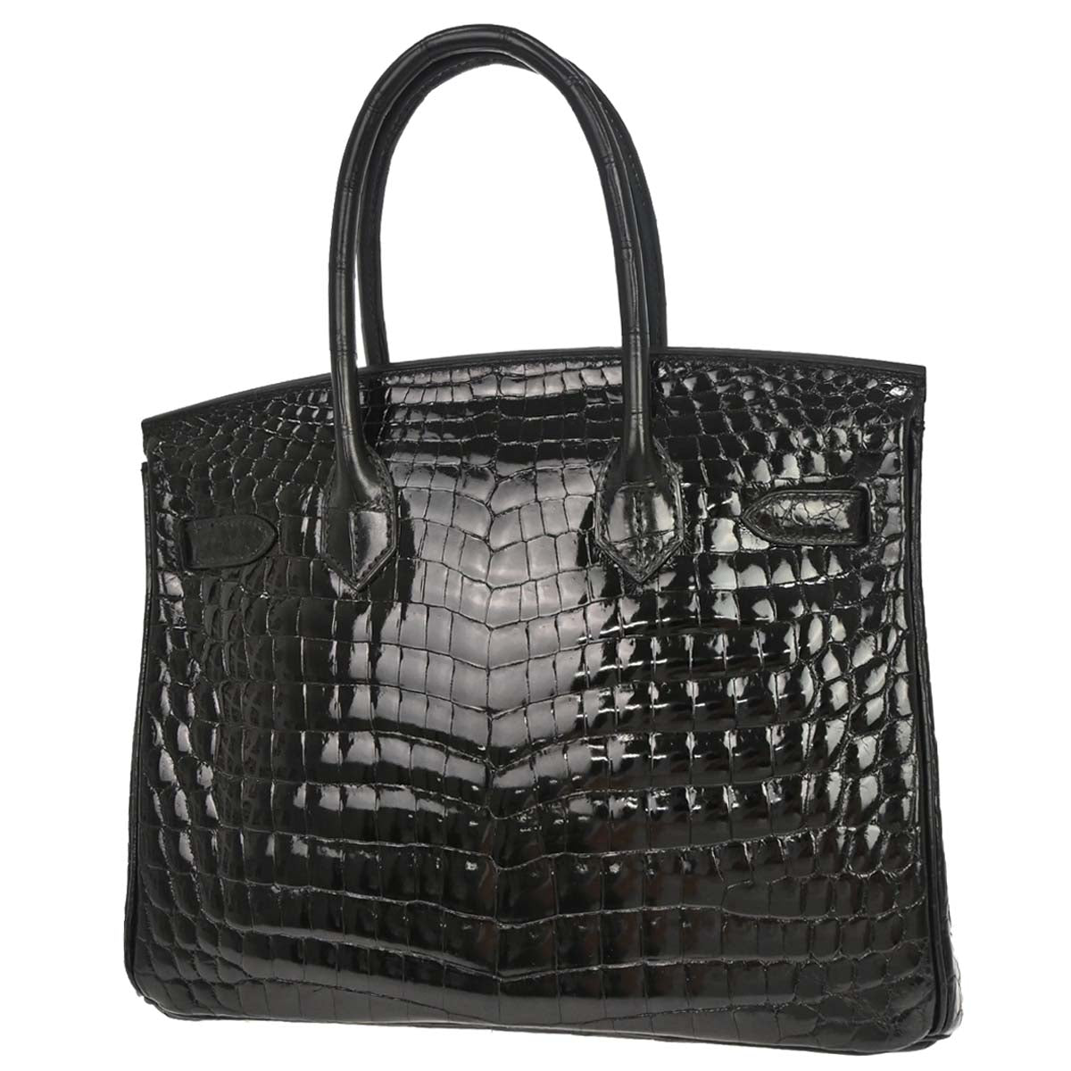 Hermes * Black Niloticus Birkin 30 Handbag