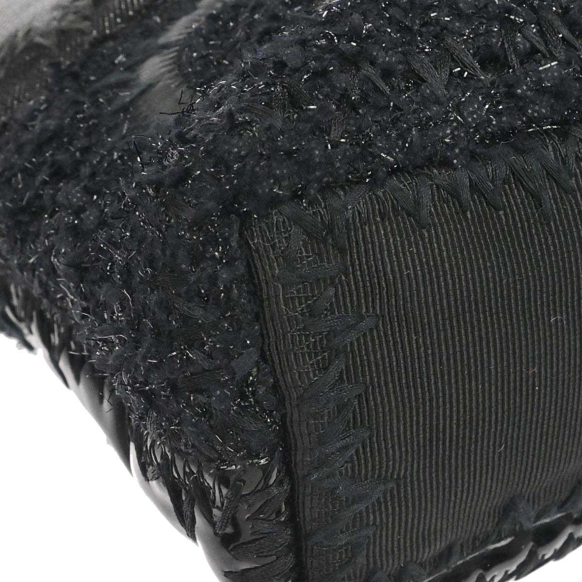 Chanel 2018 Black Tweed Patchwork Chain Tote Bag