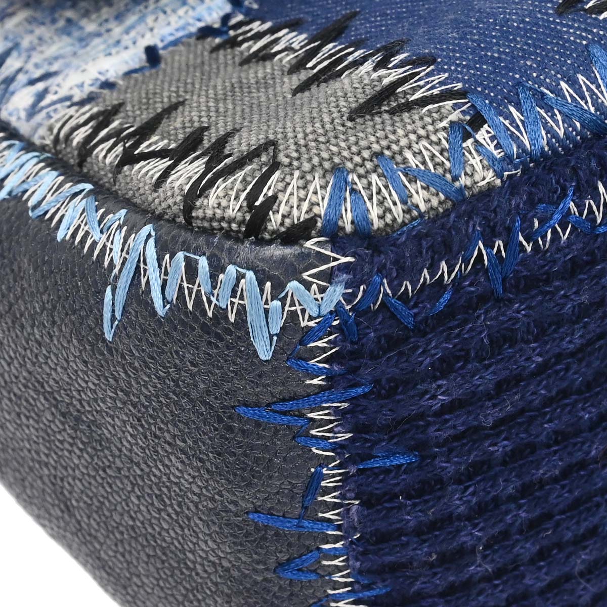 Chanel 2015-2016 Blue Tweed Patchwork Jumbo Shoulder Bag