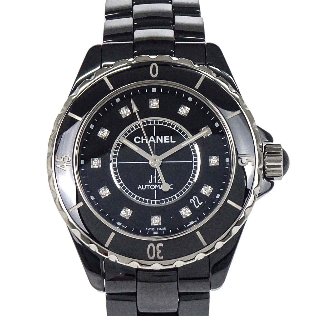 Chanel J12 39mm Ref.H1626 Self-winding Watch Ceramic SS Diamond Black