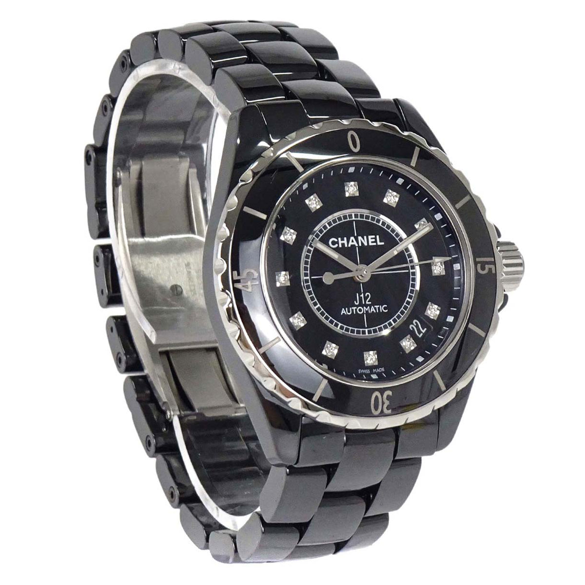 Chanel J12 39mm Ref.H1626 Self-winding Watch Ceramic SS Diamond Black